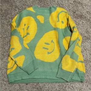 Altar'd State Green and Yellow Smiley Sweater